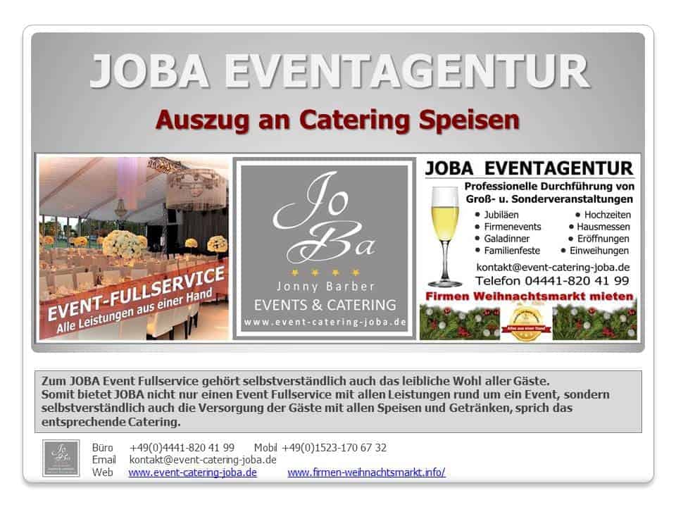 Catering Prospekt von JOBA Eventagentur Jonny Barber